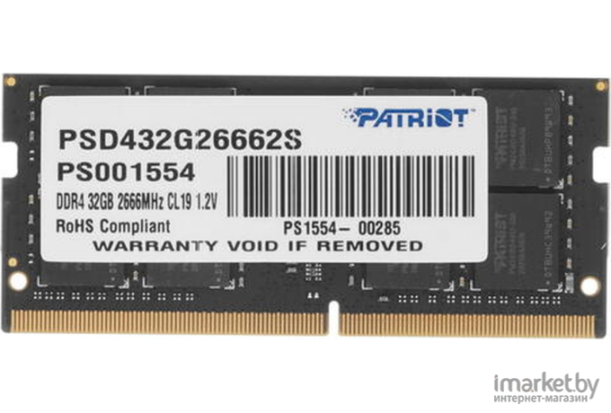 Оперативная память Patriot SO-DIMM DDR 4 DIMM 32Gb PC21300 [PSD432G26662S]