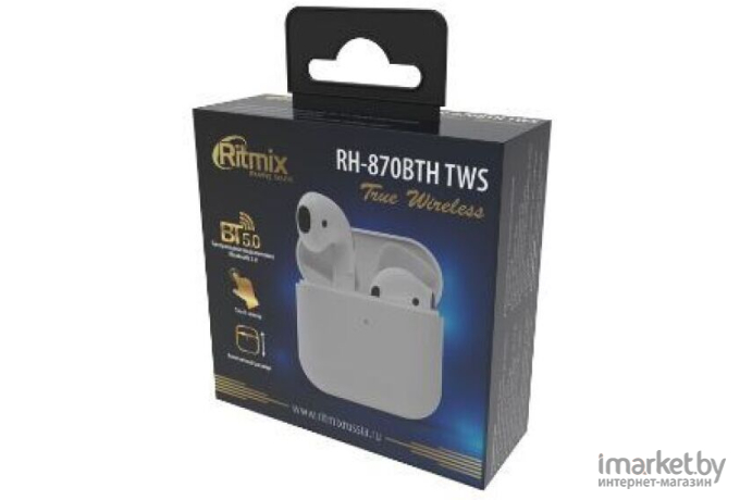 Наушники Ritmix Headphones RH-870BTH TWS White [RH-870BTH_TWS_WHITE]