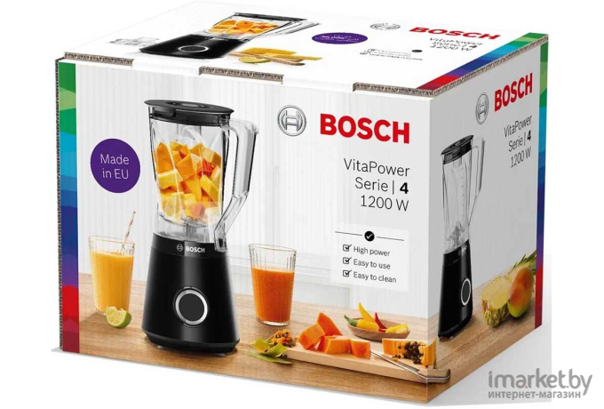 Блендер Bosch MMB6141S черный/нержавеющая сталь