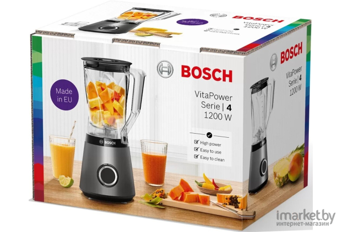 Блендер Bosch MMB6141S черный/нержавеющая сталь