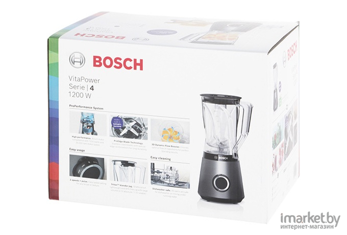 Блендер Bosch MMB6141S черный/нержавеющая сталь