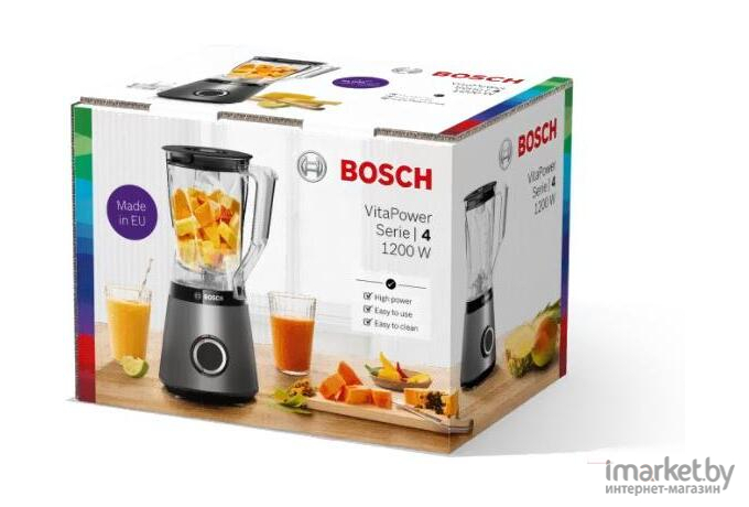 Блендер Bosch MMB6141S черный/нержавеющая сталь