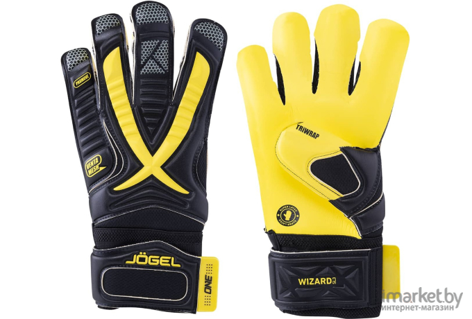 Перчатки вратарские Jogel ONE Wizard SL3 Roll-hybrid  р-р 11 Yellow/Black