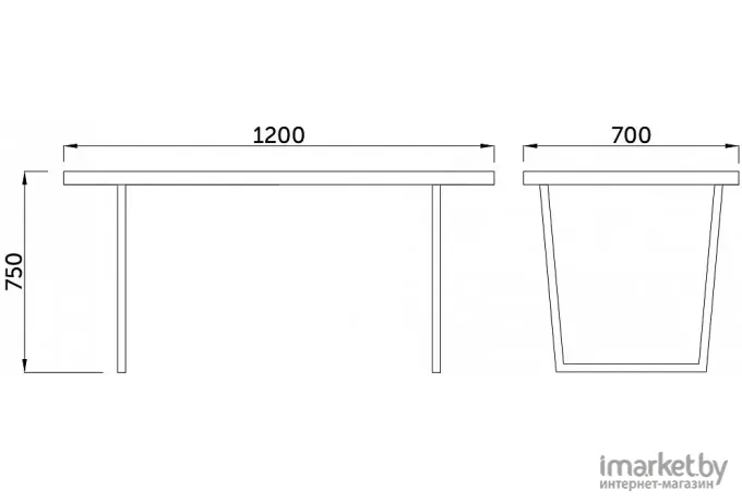 Стол обеденный Millwood Лофт Уэльс Л 120x70x75 дуб белый Craft/металл черный