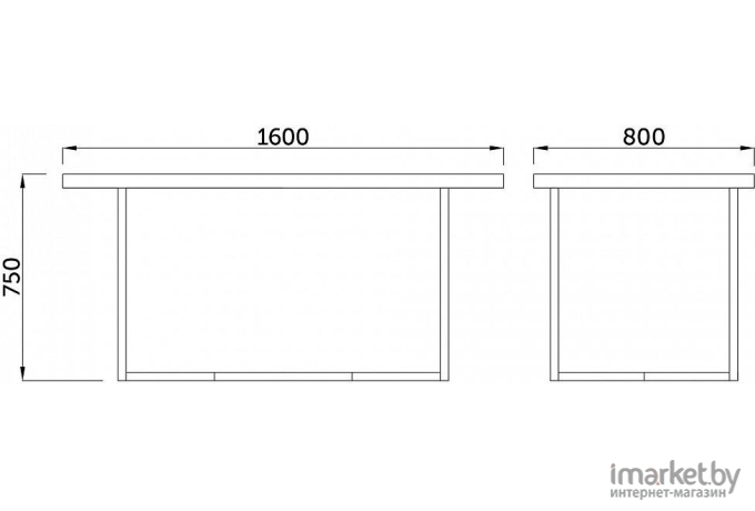 Стол обеденный Millwood Лофт Мюнхен 160x80x75 дуб табачный Craft металл черный