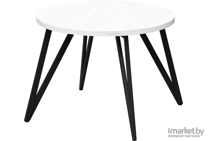 Стол обеденный Millwood Лофт Хельсинки 2 Л 100x100x75 дуб белый Craft/металл черный