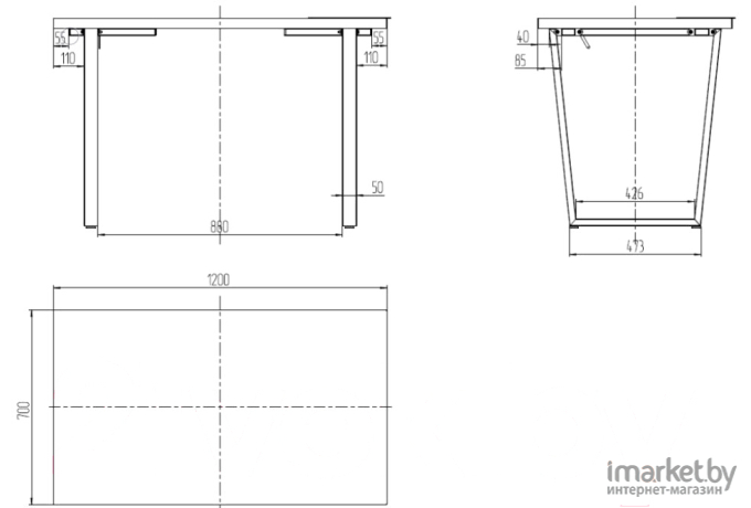 Стол обеденный Millwood Лофт Уэльс Л 120x70x75 дуб золотой Craft/металл черный