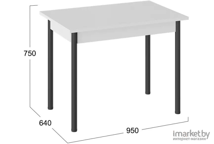 Стол обеденный ТриЯ Родос тип 1 с опорой черный муар/белый