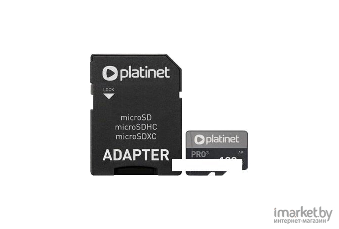 Карта памяти Platinet microSDXC  SECURE DIGITAL + ADAPTER SD 128GB class10 UIII A1 90MB/s [PMMSDX128UIII]