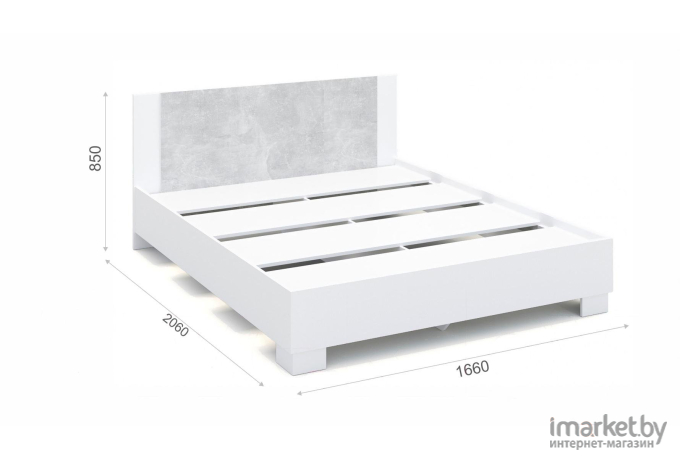 Кровать Империал Аврора 160 с основанием белый/ателье светлый