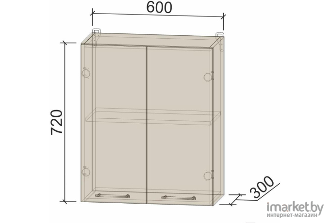 Кухонный шкаф Интерлиния Компо ВШ60-720-2дв вудлайн кремовый