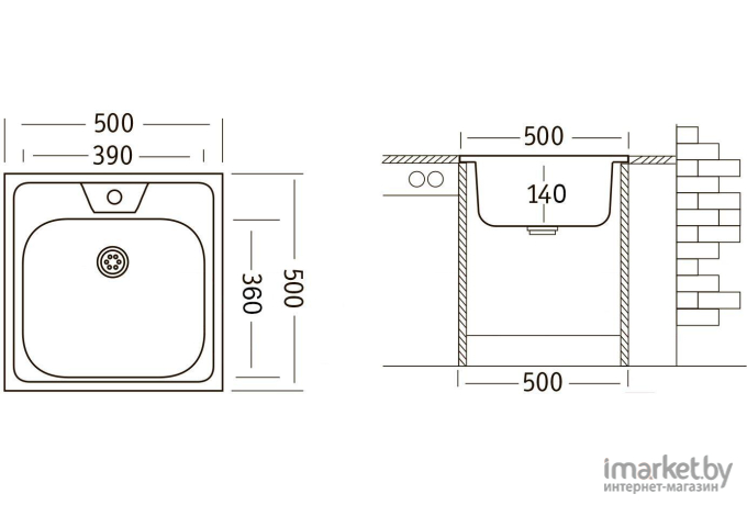 Кухонная мойка Ukinox STD500.500 4C 0C с сифоном
