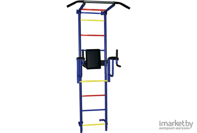 Спортивный комплекс Крепыш Плюс пристенный с брусьями с ПВХ покрытием синий