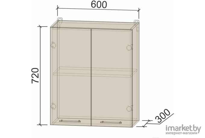 Кухонный шкаф Интерлиния Компо ВШ60-720-2дв дуб белый