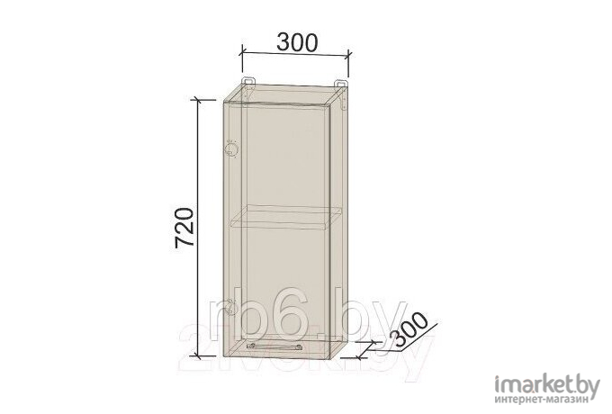 Кухонный шкаф Интерлиния Компо ВШ30-720-1дв дуб белый