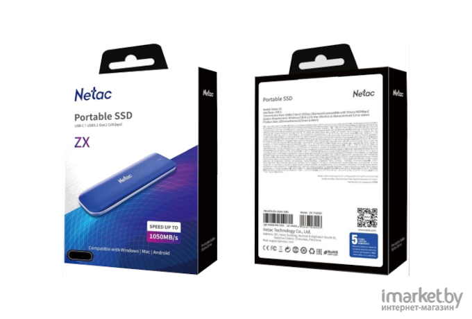 Внешний SSD Netac External ZX USB 3.2 500GB [NT01ZX-500G-32BL]