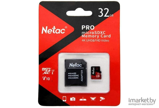 Карта памяти Netac MicroSD card P500 Extreme Pro 32GB [NT02P500PRO-032G-R]