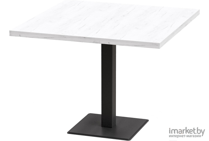 Стол обеденный Millwood Лофт Хельсинки 1 Л 90x90x75 дуб белый Craft/металл черный