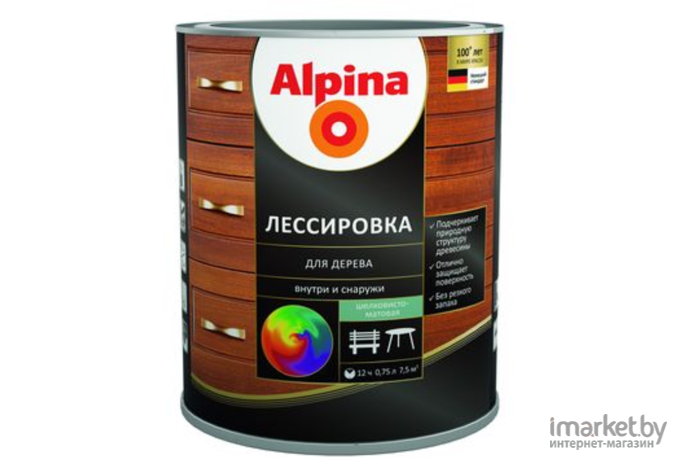 Защитно-декоративный состав Alpina Лессировка (2.5 л) бесцветный