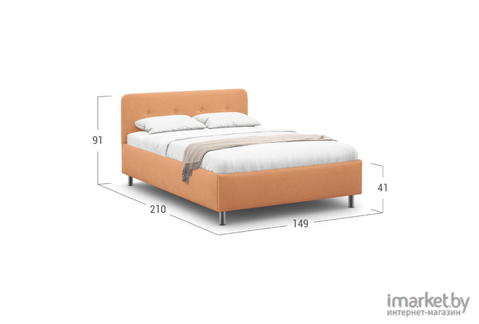 Кровать Moon Trade Clarissa 1232 140х200 БМ велюр оранжевый [К002851]