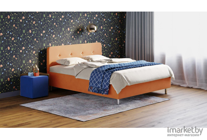 Кровать Moon Trade Clarissa 1232 140х200 велюр оранжевый [К002850]