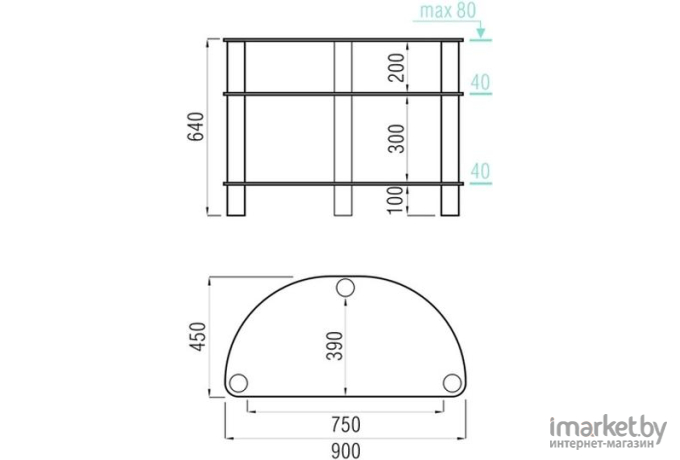 Тумба под TV Metaldesign MD 404 slim/хром/дымч