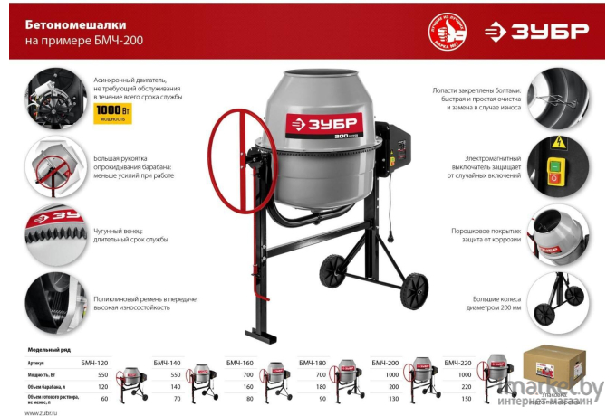 Бетономешалка Зубр БМЧ-140