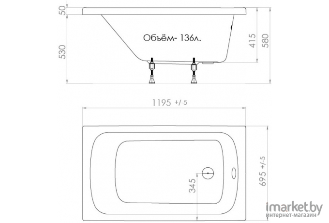 Ванна Triton Стандарт 120*70 [Н0000099325]