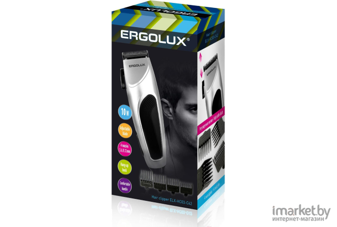 Триммер для волос и бороды Ergolux ELX-HC03-C42 серебро