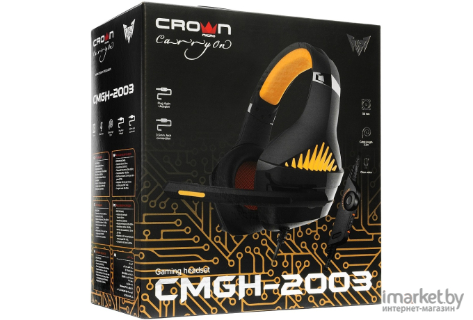 Наушники CROWN CMGH-2003 черный/оранжевый