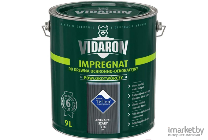 Защитно-декоративный состав Vidaron Vidaron Impregnant V16 9л антрацит