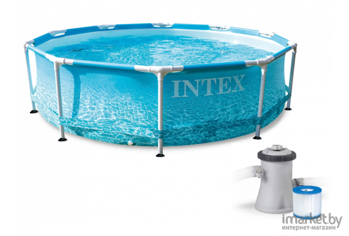 Каркасный бассейн Intex Metal Frame Beachside 305х76 с фильтром и насосом [28208]