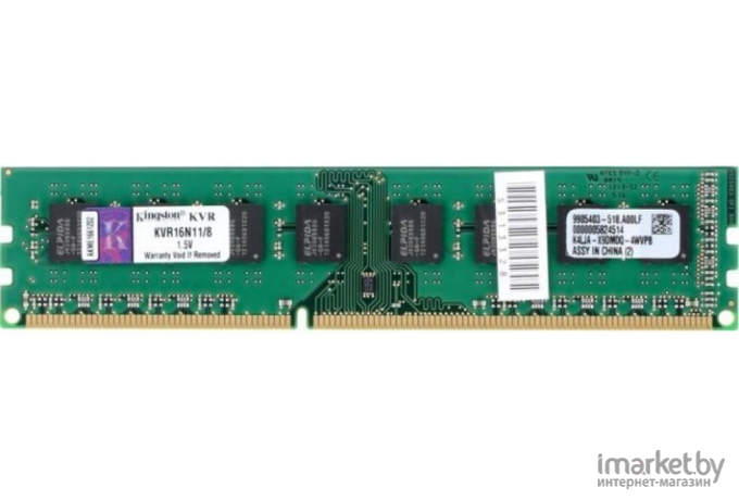 Оперативная память Kingston DIMM 8GB PC12800 DDR3 [KVR16N11/8WP]