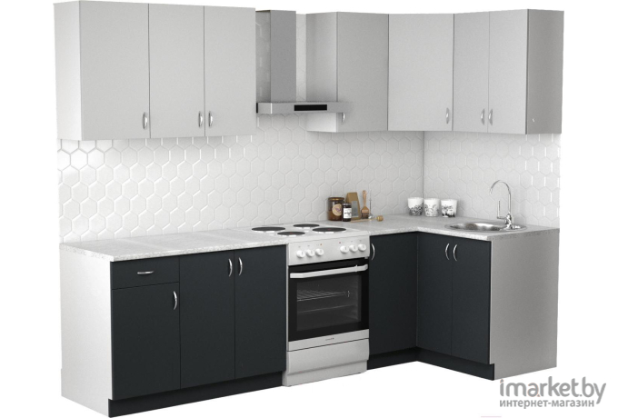 Готовая кухня Сивирин-Компани Клео лайт 1.2x2.1 правая антрацит/стальной серый