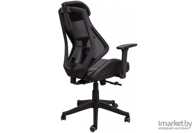 Офисное кресло AKS Space черная эко-кожа/черная сетка-ткань