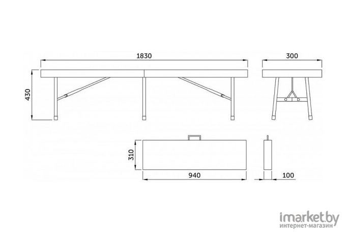 Садовая скамейка AKS Cкладная 183x30x43 белый