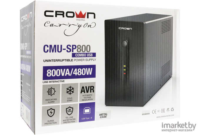 Источник бесперебойного питания CROWN CMU-SP800 COMBO USB