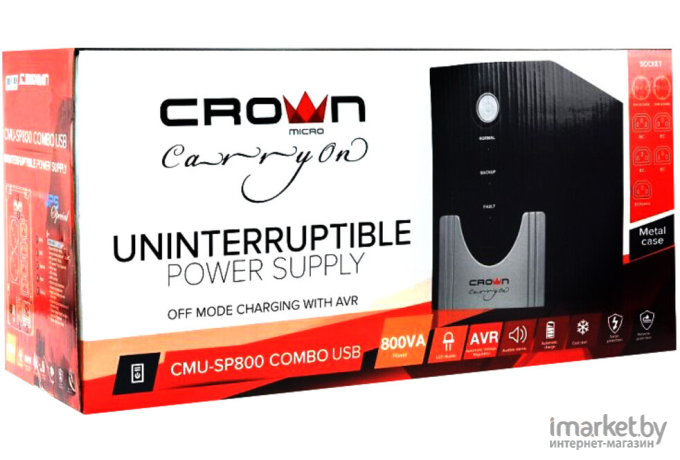 Источник бесперебойного питания CROWN CMU-SP800 COMBO USB