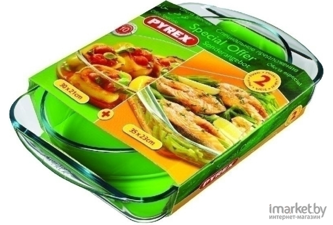 Форма для выпечки Pyrex Набор 2-х блюд овальное 30*21 и прямоугольное 35*23см [50900S030]