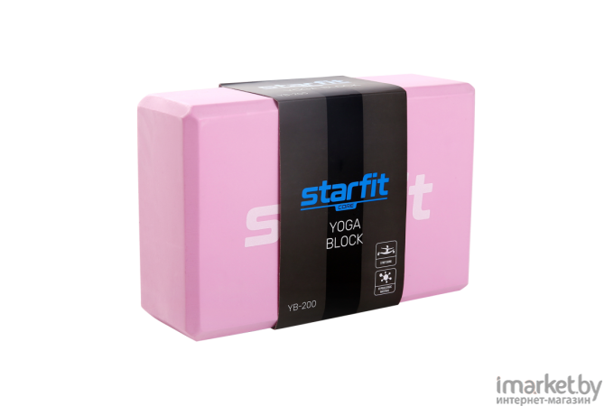 Блок для йоги Starfit Core YB-200 EVA розовый пастель