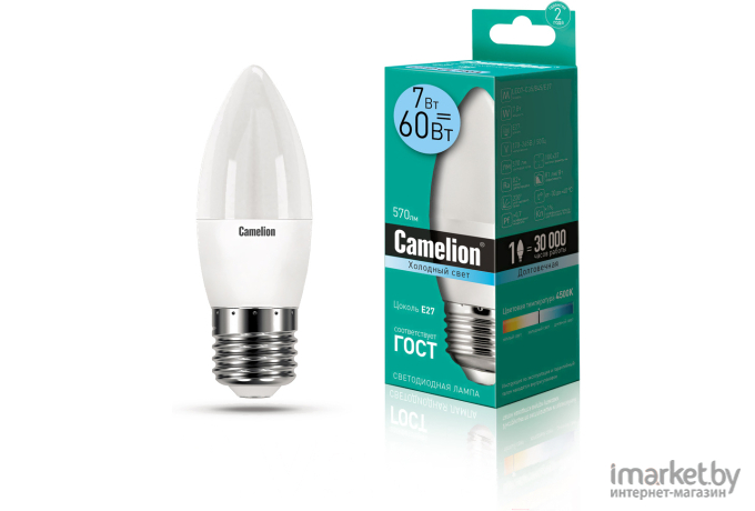Светодиодная лампочка Camelion LED7-C35/845/E27 [12078]