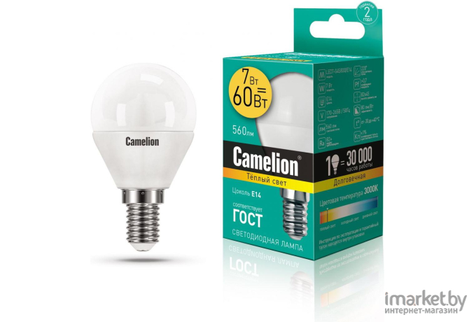 Светодиодная лампочка Camelion LED7-G45/830/E14 [12069]