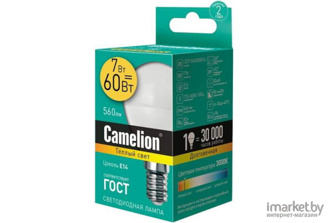 Светодиодная лампочка Camelion LED7-G45/830/E14 [12069]