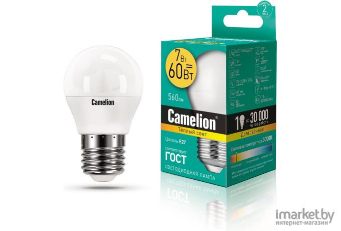 Светодиодная лампочка Camelion LED7-G45/830/E27 [12070]