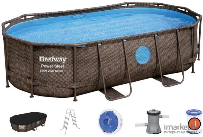 Каркасный бассейн Bestway Power Steel Swim Vista 56716 (549x274x122 с фильтр-насосом и лестницей)