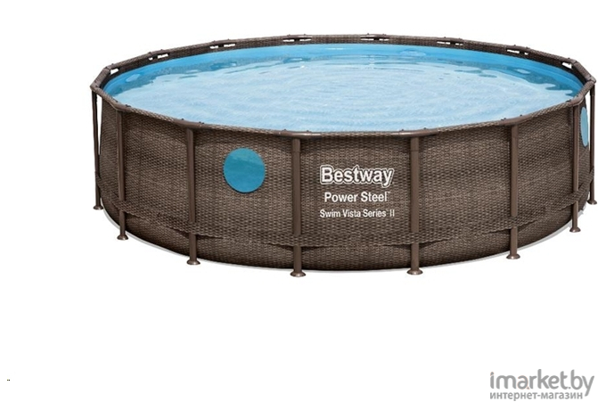 Каркасный бассейн Bestway Power Steel Swim Vista 56725 (488x122, с фильтр-насосом и лестницей)