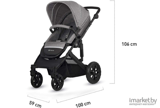 Детская коляска KinderKraft Prime Lite 3 в 1 Grey