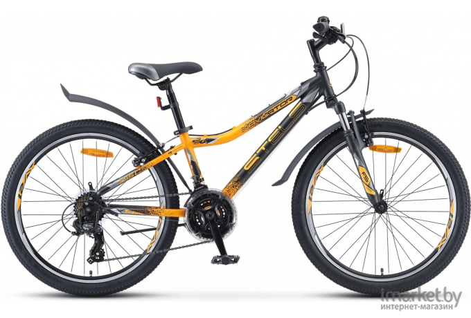 Велосипед Stels Navigator-410 V 24 21-SP V010 рама 12 дюймов черный/желтый [LU091557/LU082936]