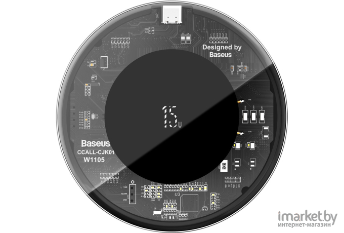 Беспроводное зарядное устройство Baseus Simple 15W прозрачный черный [WXJK-BA02]