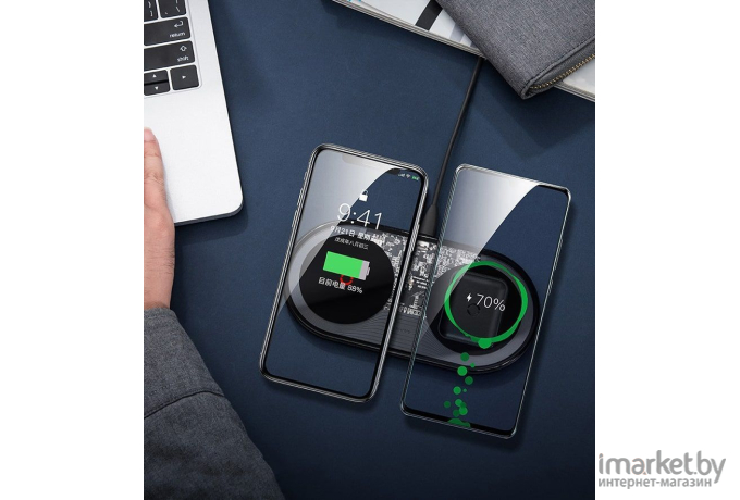 Беспроводное зарядное устройство Baseus Simple 2in1 Wireless Charger Turbo Edition 24W (TZWXJK-B01)